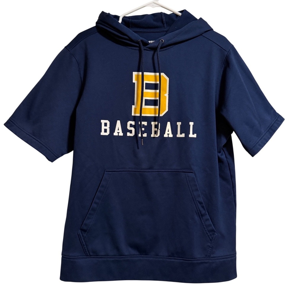 Sport-Tek Mens Navy Blue Baseball Graphic Short Sleeve Hoodie Size‎ M